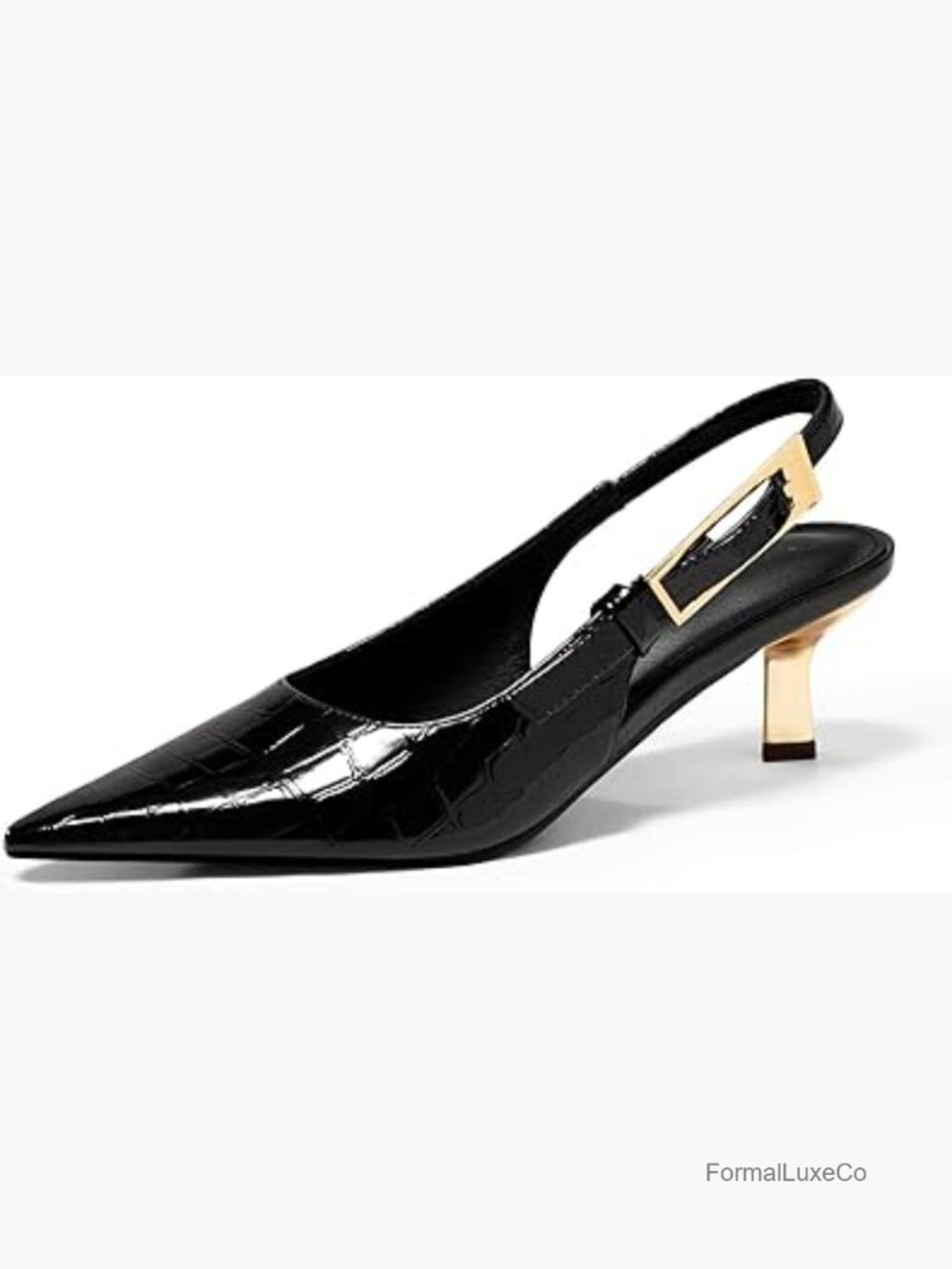 Slingback Kitten Heels Pointed Toe Pumps Buckle Strap Wedding Dress Shoes